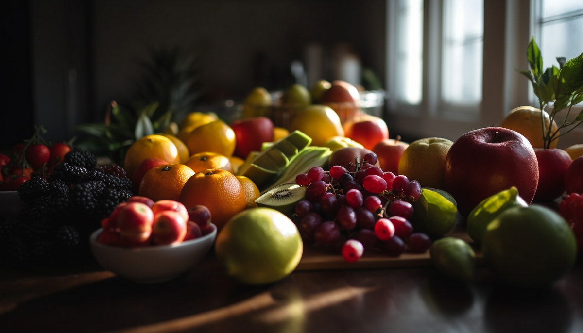 Zdjęcie różnorodnych sezonowych warzyw i owoców, idealnych do wzmocnienia odporności w jesienne dni.